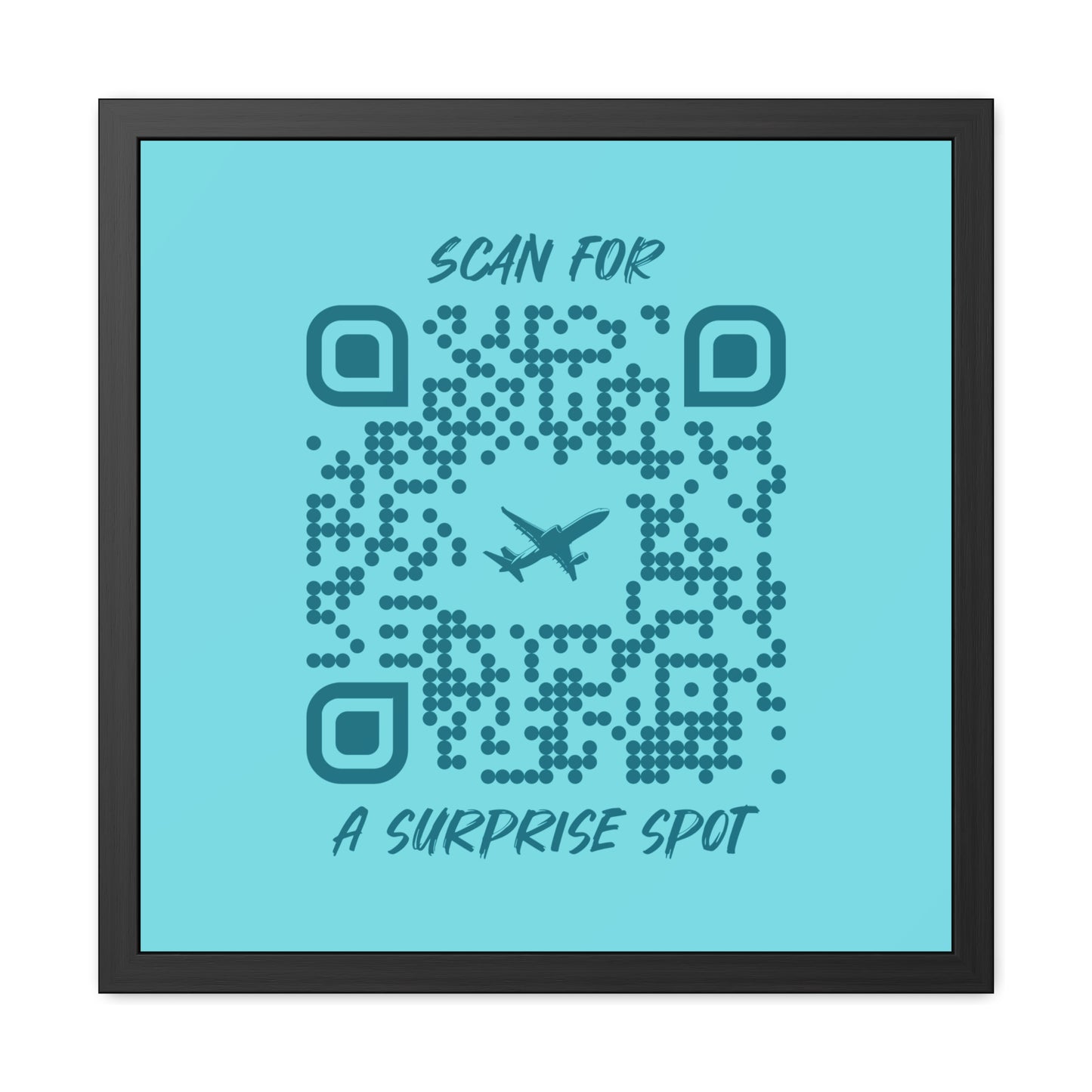 Travel β Framed Poster β Blue β Scan for a Surprise Spot