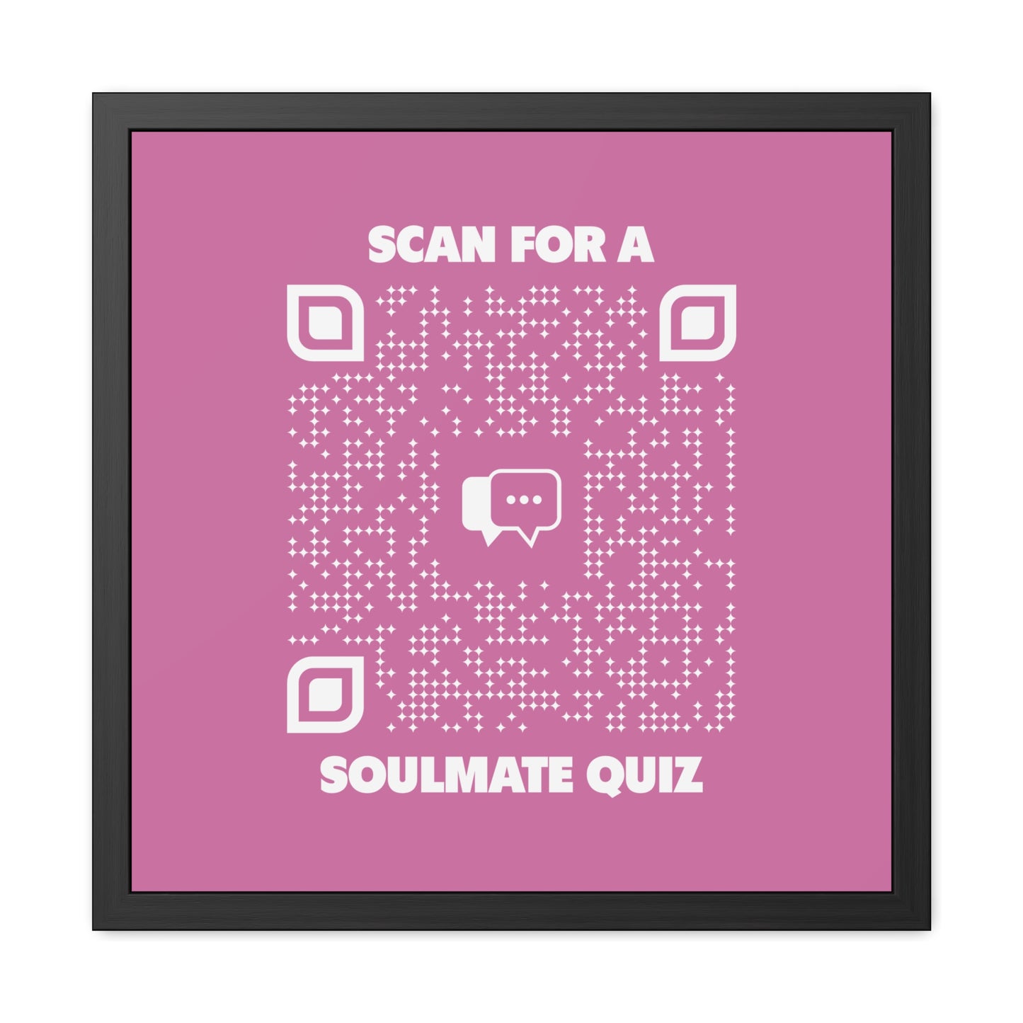 Dating โ Framed Poster โ Pink โ Scan for a Soulmate Quiz