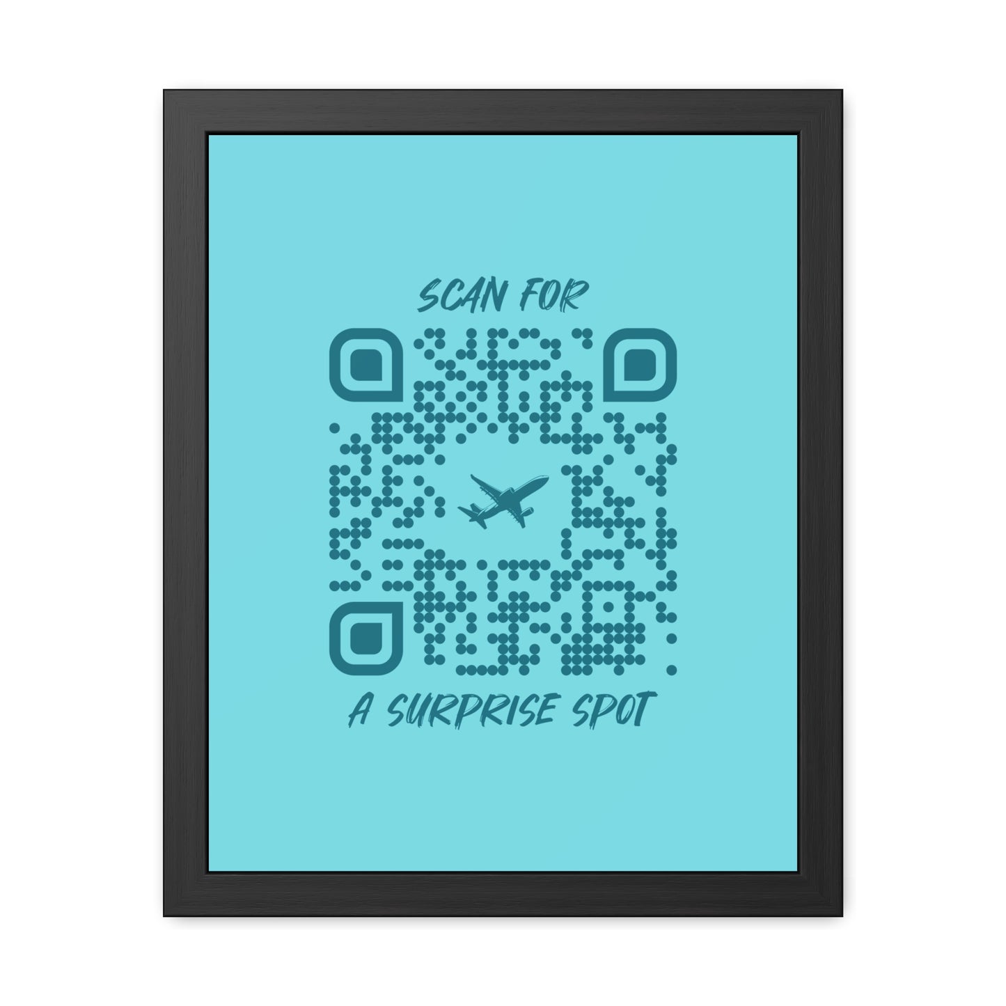 Travel β Framed Poster β Blue β Scan for a Surprise Spot