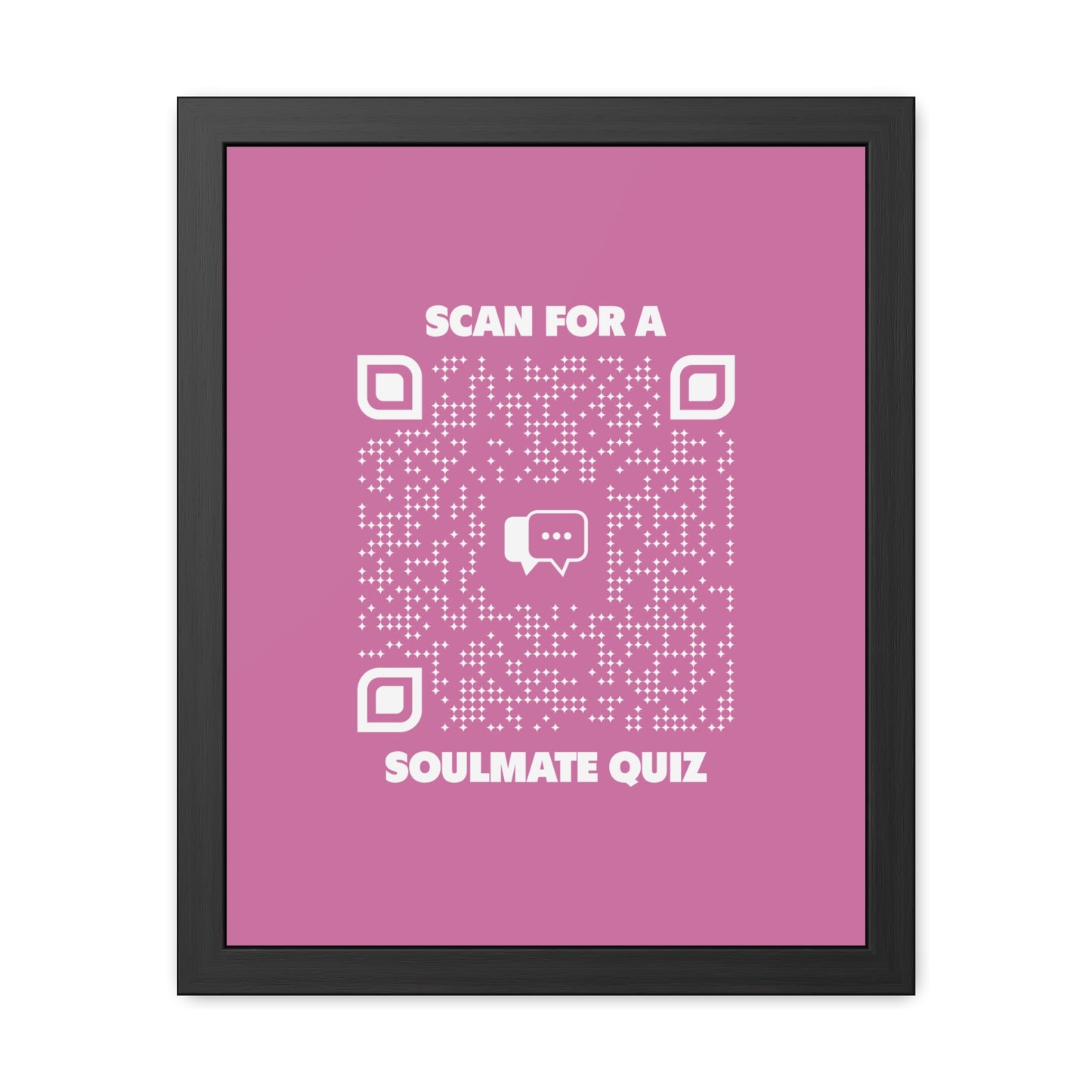 Dating โ Framed Poster โ Pink โ Scan for a Soulmate Quiz