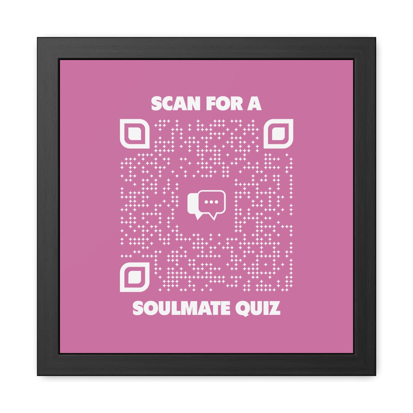 Dating โ Framed Poster โ Pink โ Scan for a Soulmate Quiz