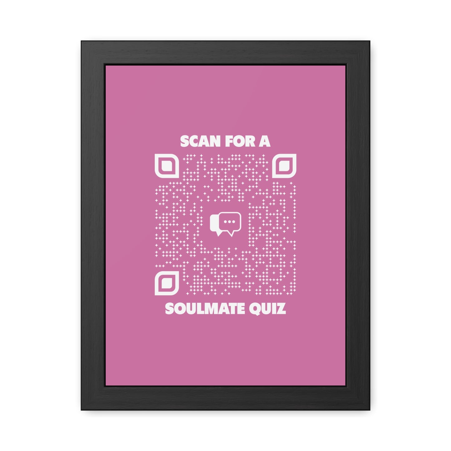 Dating โ Framed Poster โ Pink โ Scan for a Soulmate Quiz