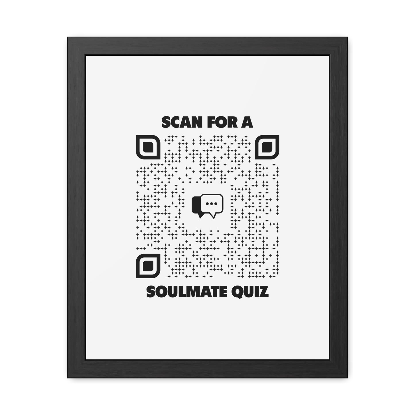 Dating โ Framed Poster โ White โ Scan for a Soulmate Quiz