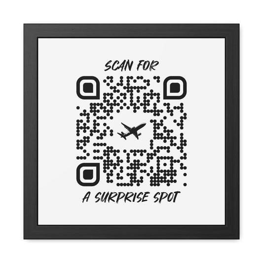 Travel – Framed Poster – White – Scan for a Surprise Spot
