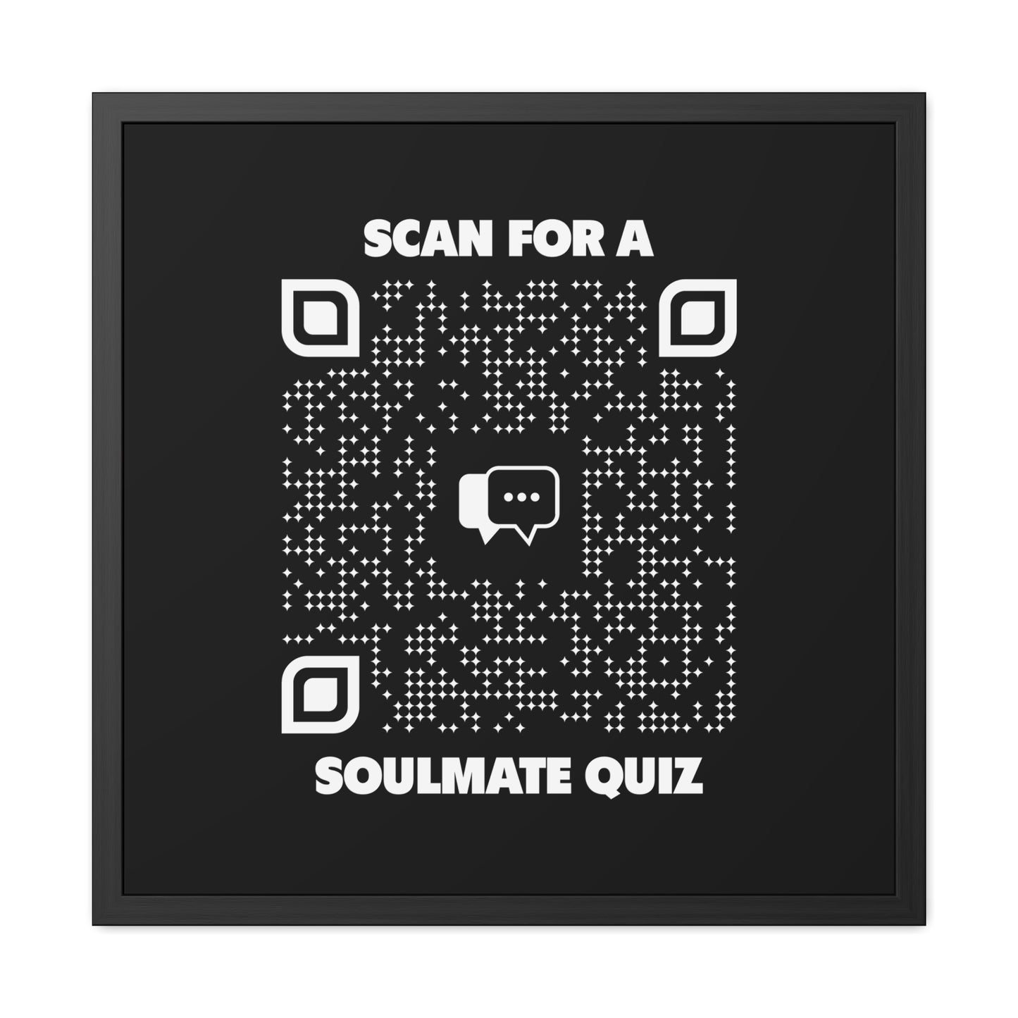 Dating โ Framed Poster โ Black โ Scan for a Soulmate Quiz