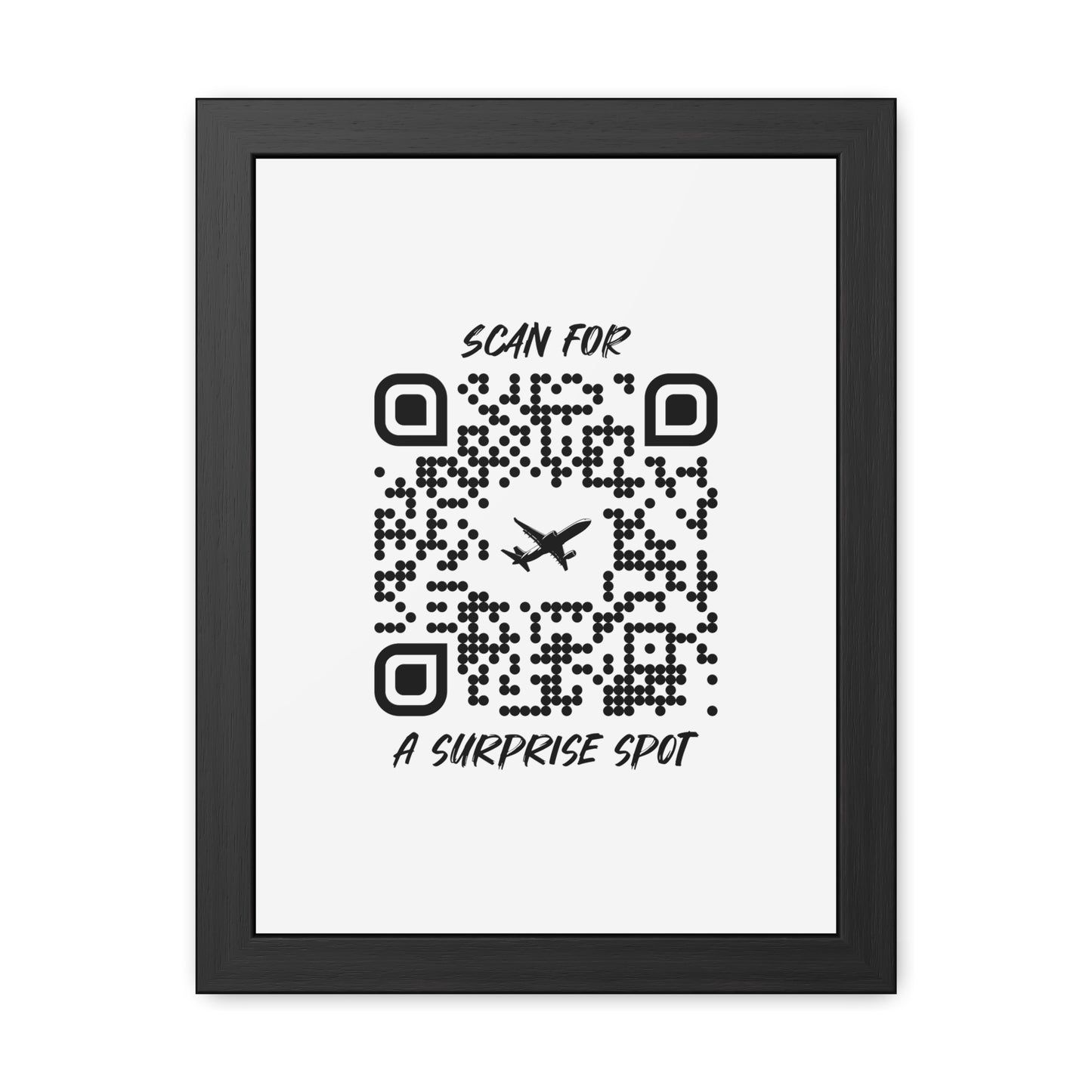 Travel β Framed Poster β White β Scan for a Surprise Spot