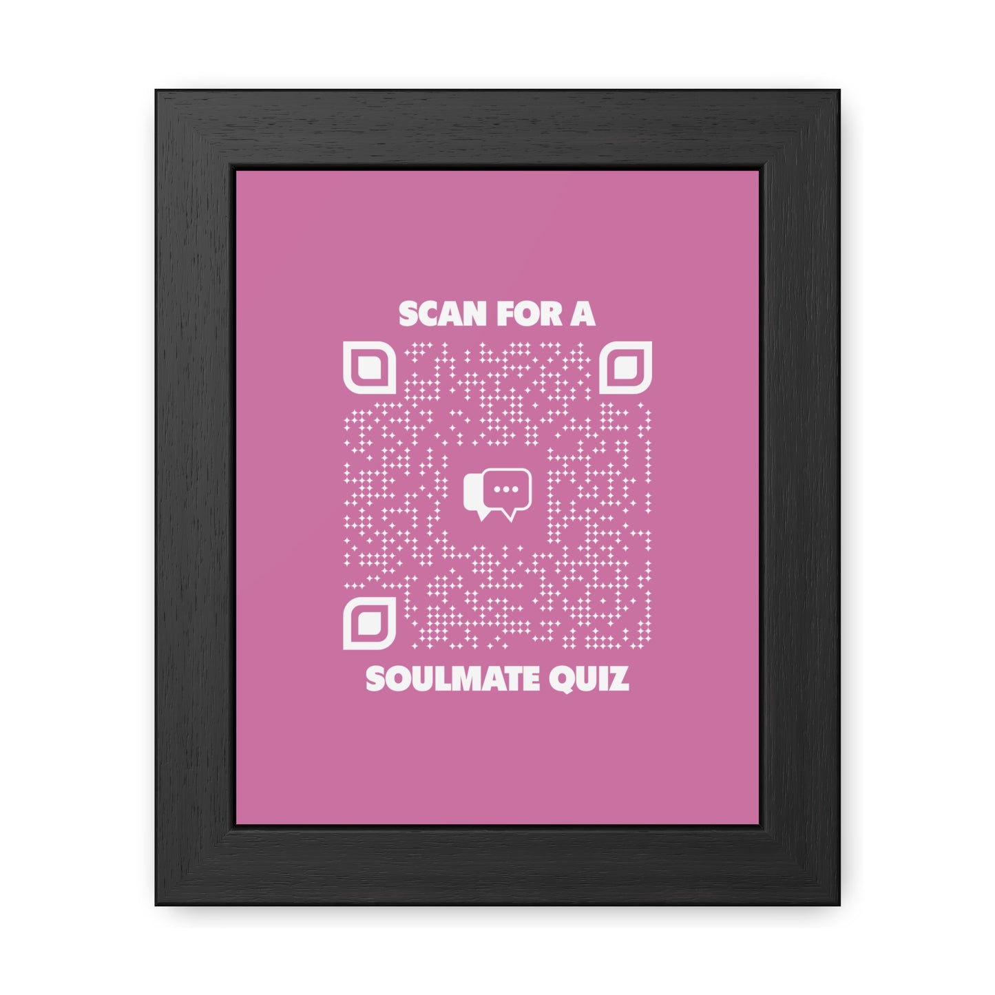 Dating โ Framed Poster โ Pink โ Scan for a Soulmate Quiz