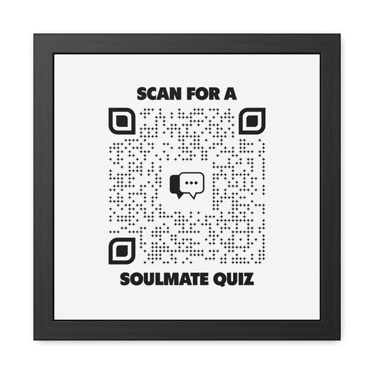 Dating – Framed Poster – White – Scan for a Soulmate Quiz