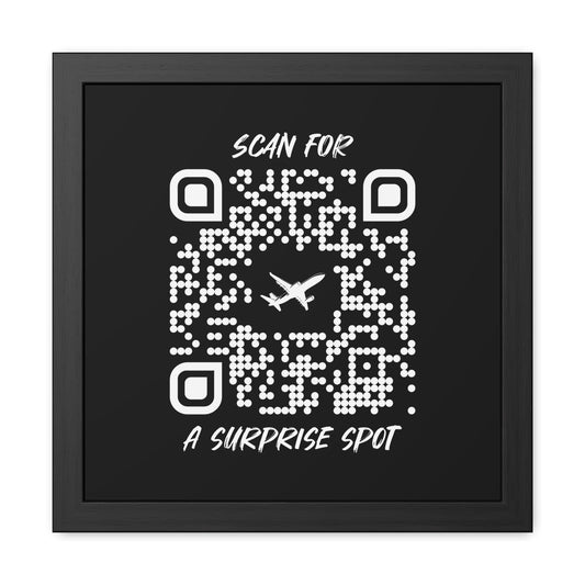 Travel – Framed Poster – Black – Scan for a Surprise Spot