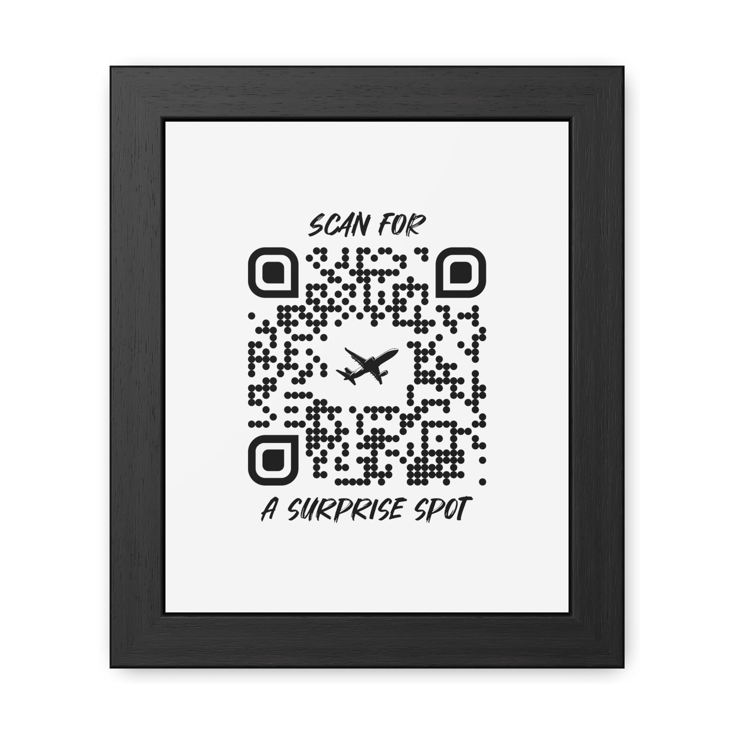 Travel β Framed Poster β White β Scan for a Surprise Spot