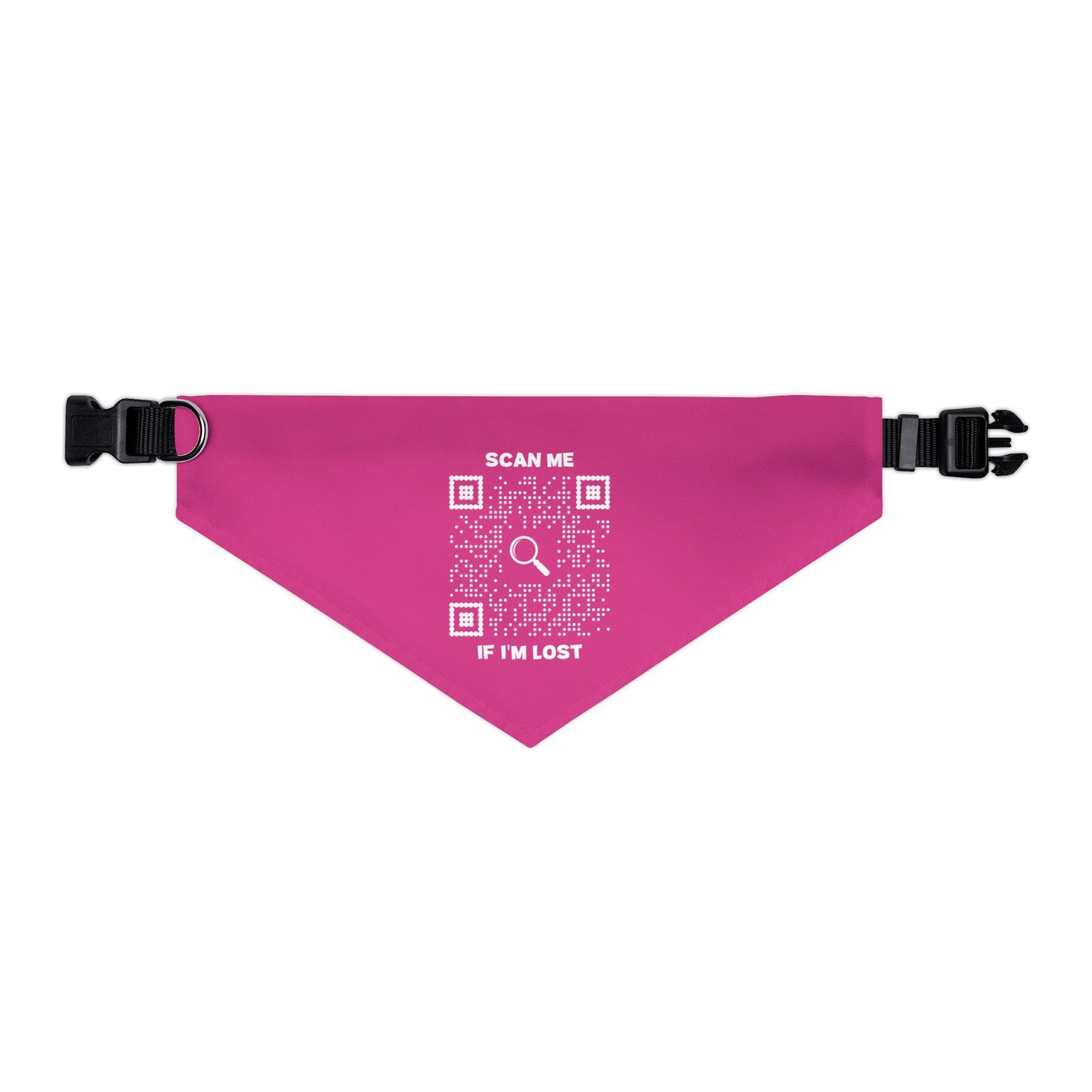 Pet Collection – Pet Bandana Collar – Fuchsia – Scan Me If I'm Lost