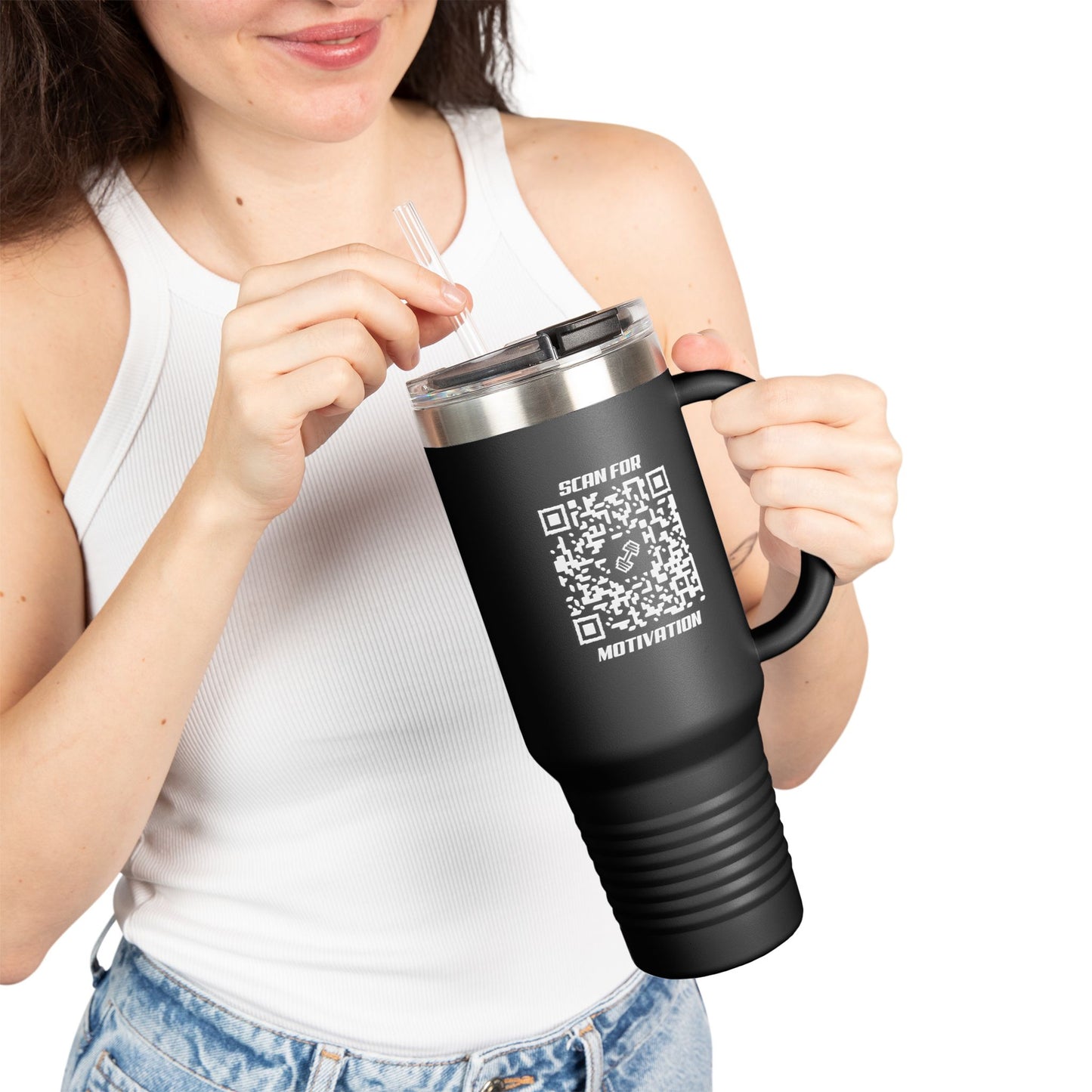 Fitness – Insulated Travel Mug – Scan for Motivation