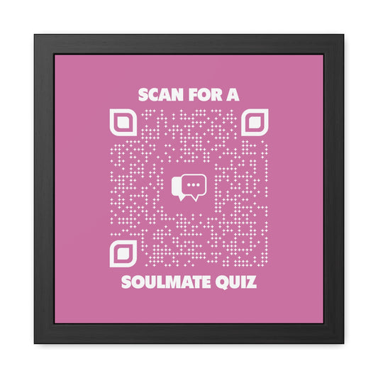 Dating – Framed Poster – Pink – Scan for a Soulmate Quiz - QR NATION