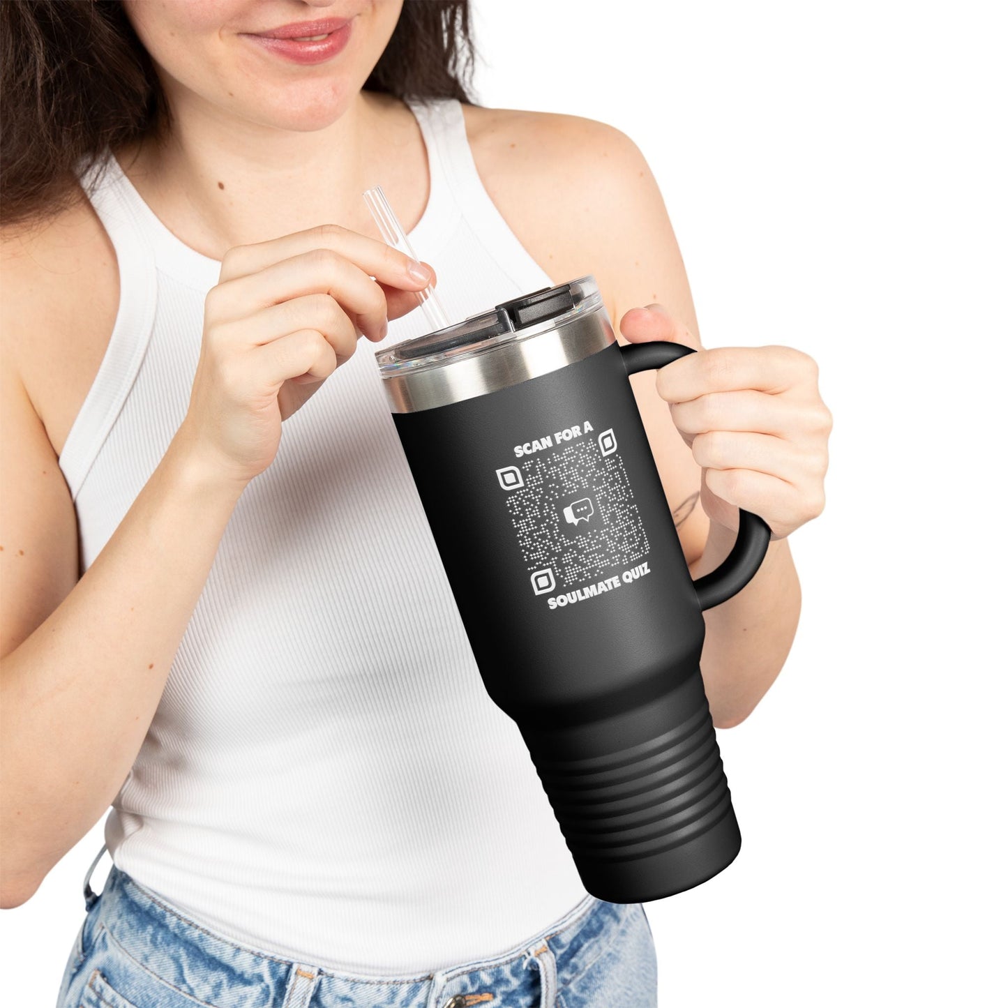 Dating – Insulated Travel Mug – Scan for a Soulmate Quiz - QR NATION