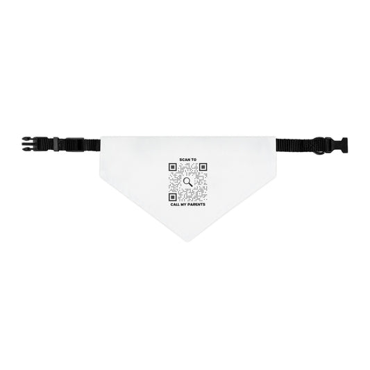 Pet Collection β Pet Bandana Collar β White β Scan to Call My Parents - QR NATION