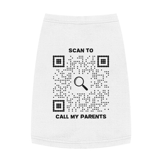 Pet Collection β Tank Top β White β Scan to Call My Parents - QR NATION