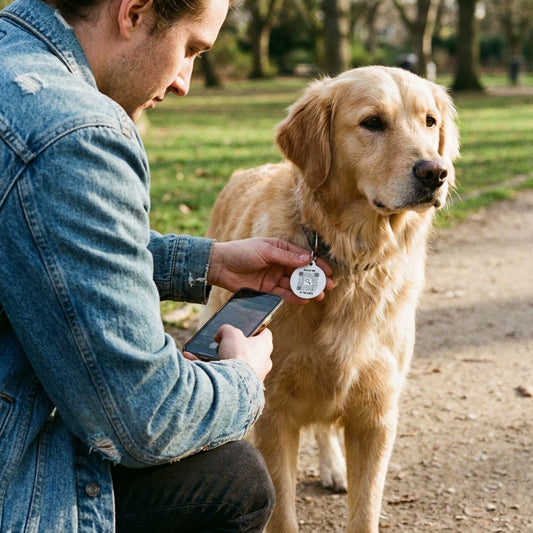 Objetos perdidos – Placa de identificación azul – Escanéame si me pierdo