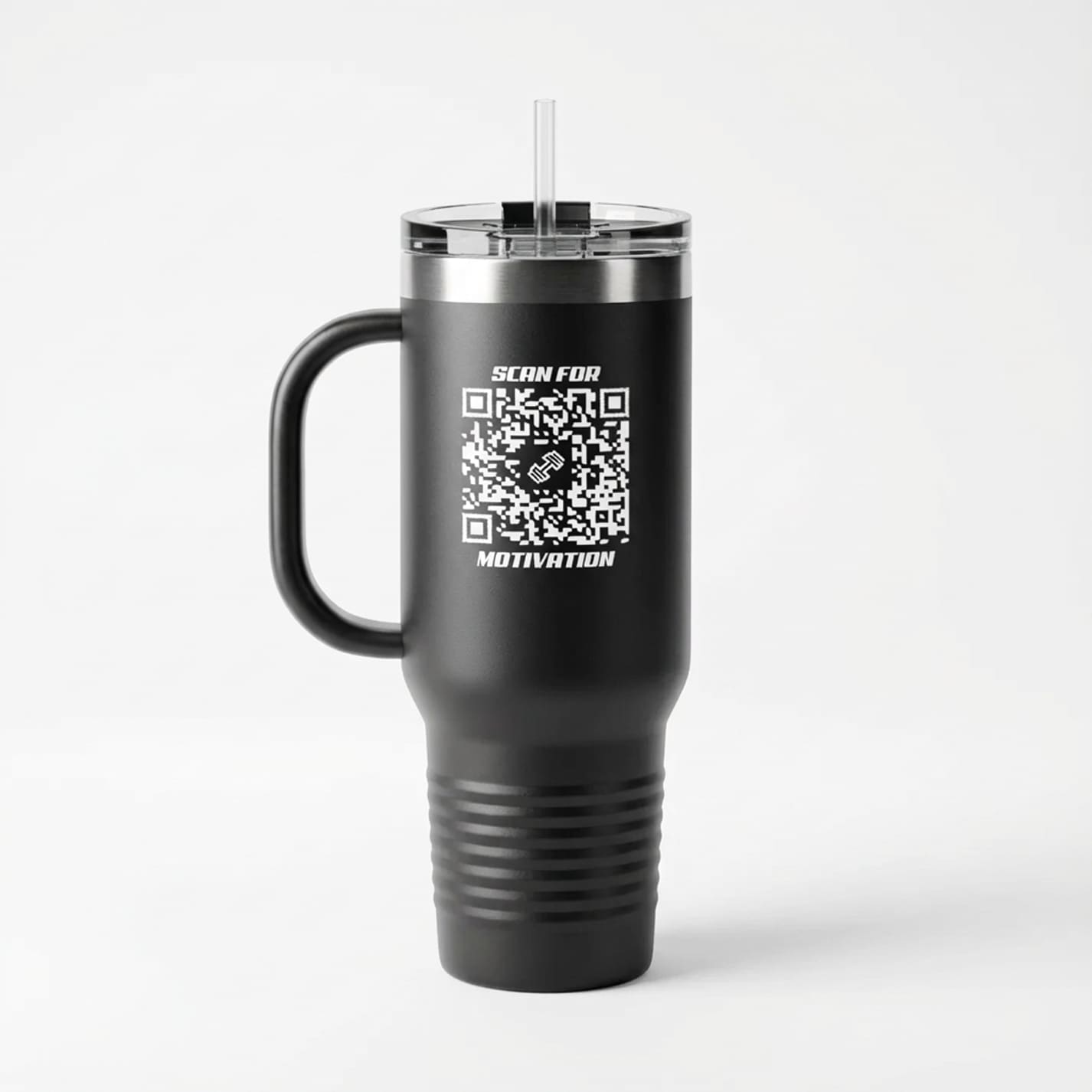 Fitness – Insulated Travel Mug – Scan for Motivation
