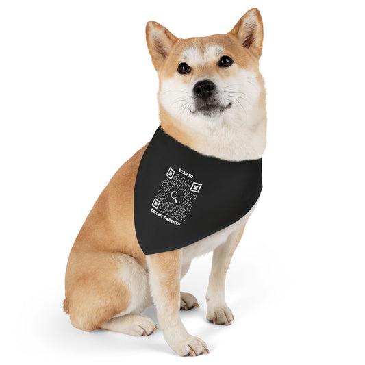 Pet Collection – Bandana Collar – Black – Scan to Call My Parents