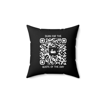 Home & Cozy – Pillow – Black – Scan for the Quote of the Day