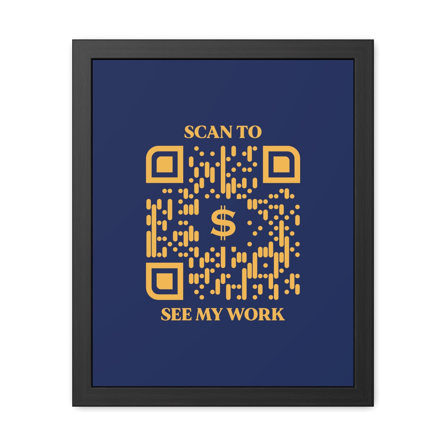 Business & Networking – Framed Poster – Navy – Scan to See My Work