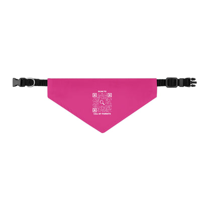 Pet Collection – Bandana Collar – Fuchsia – Scan to Call My Parents