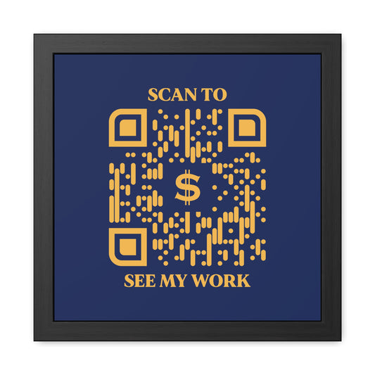 Business & Networking – Framed Poster – Navy – Scan to See My Work