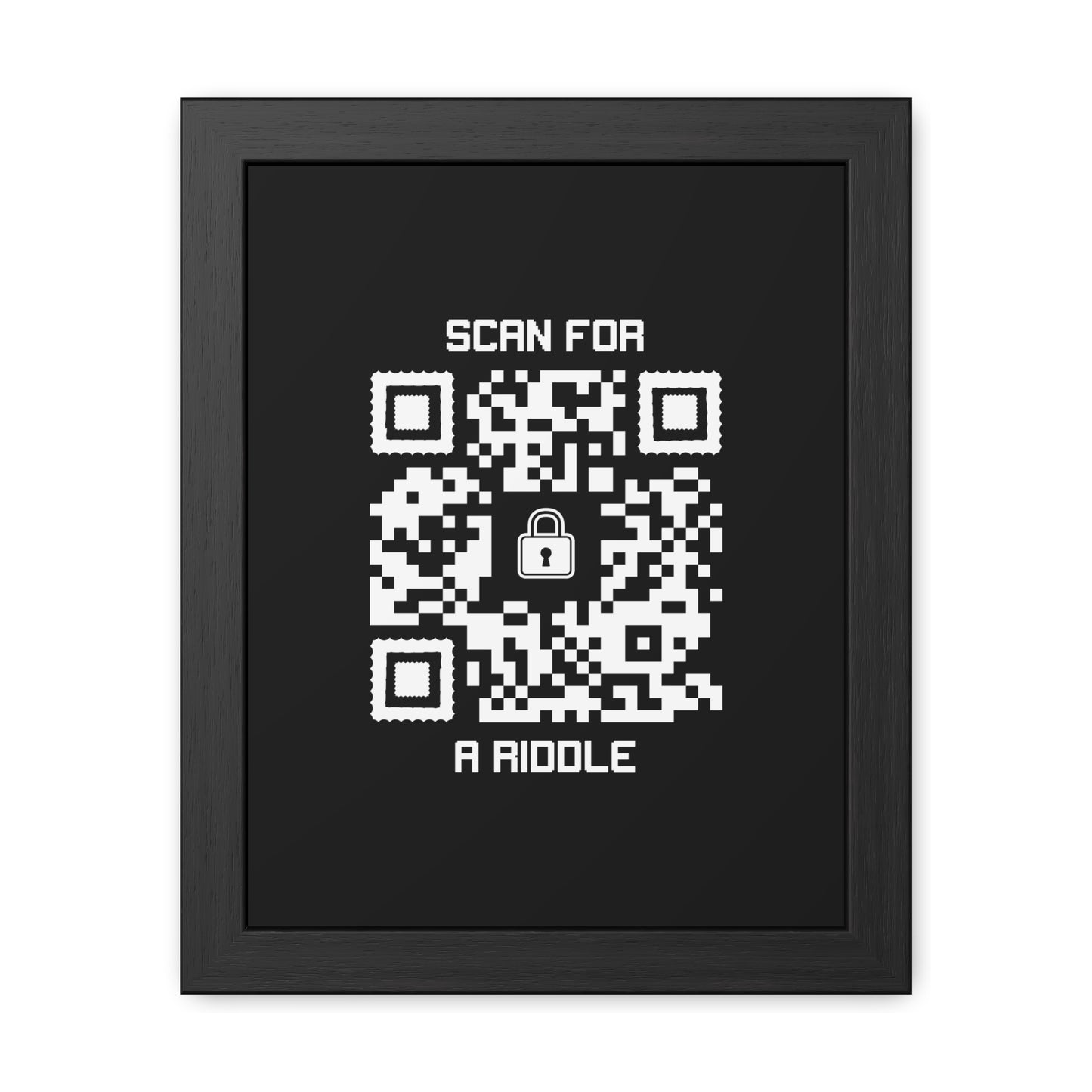 Hidden – Framed Poster – Black – Scan for a Riddle