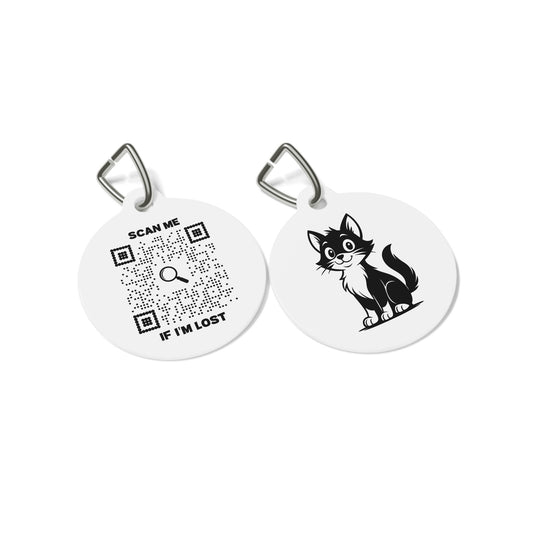 Lost & Found – Cat Tag – White – Scan Me If I'm Lost