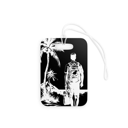 Travel – Luggage Tag – Black – Beach Design – Scan Me If I'm Lost