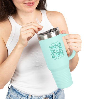 Home & Cozy – Insulated Travel Mug – Scan for the Quote of the Day