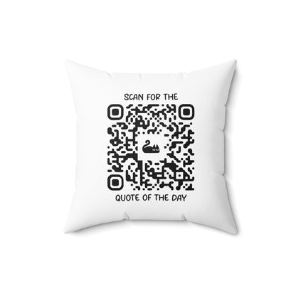 Home & Cozy – Pillow – White – Scan for the Quote of the Day