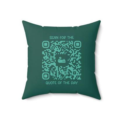 Home & Cozy – Pillow – Green – Scan for the Quote of the Day