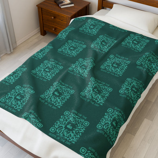 Home & Cozy – Blanket – Green – Scan for the Quote of the Day