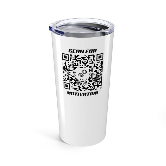 Fitness – Tumbler – White – Scan for Motivation
