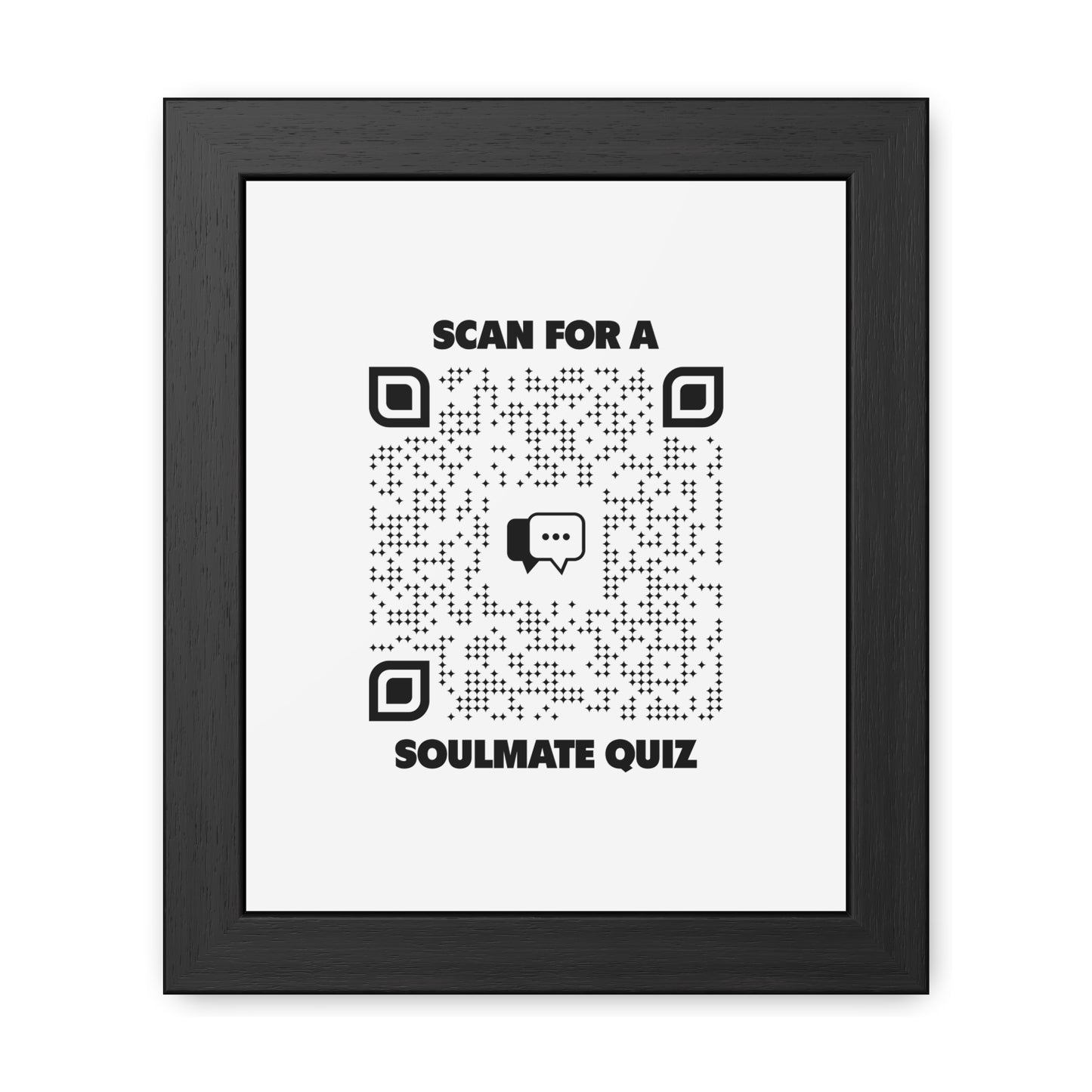 Dating – Framed Poster – White – Scan for a Soulmate Quiz