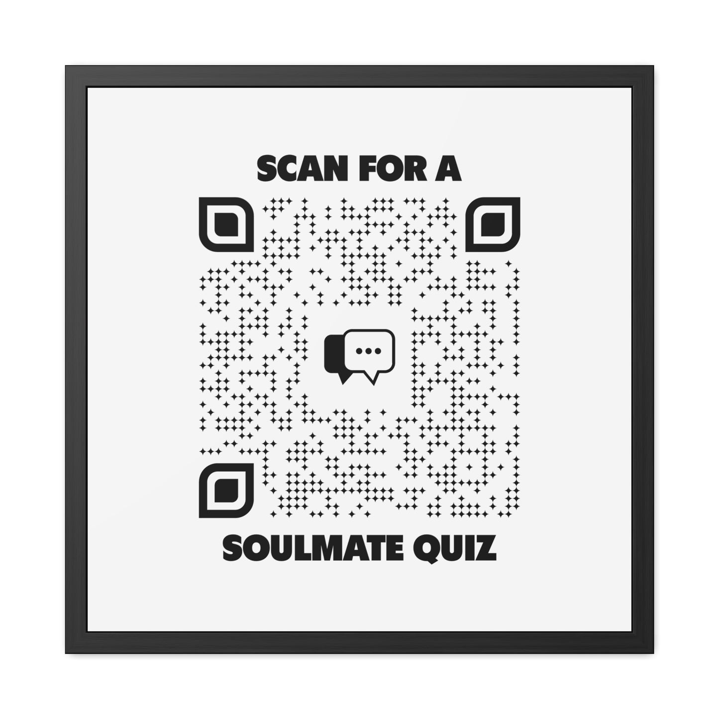 Dating – Framed Poster – White – Scan for a Soulmate Quiz