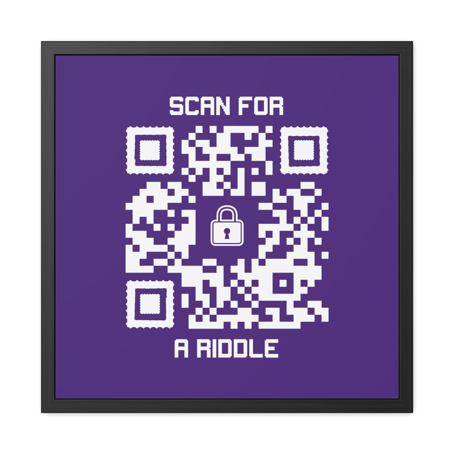Hidden – Framed Poster – Purple – Scan for a Riddle