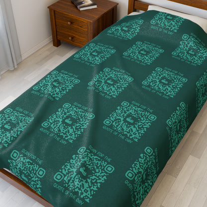 Home & Cozy – Blanket – Green – Scan for the Quote of the Day