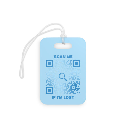Objetos perdidos – Etiqueta de equipaje – Diseño playero - Azul – Escanéame si me pierdo