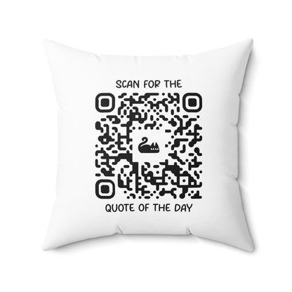 Home & Cozy – Pillow – White – Scan for the Quote of the Day
