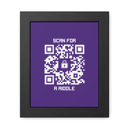 Hidden – Framed Poster – Purple – Scan for a Riddle