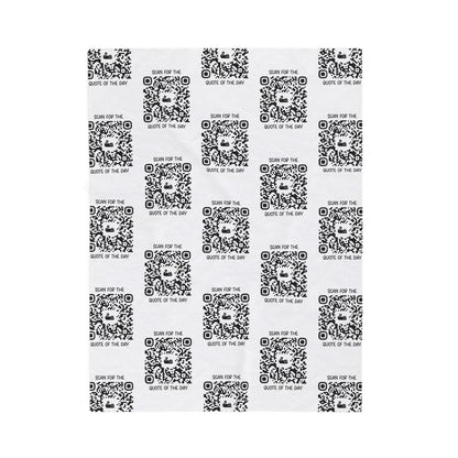 Home & Cozy – Blanket – White – Scan for the Quote of the Day
