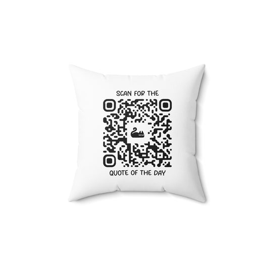 Home & Cozy – Pillow – White – Scan for the Quote of the Day