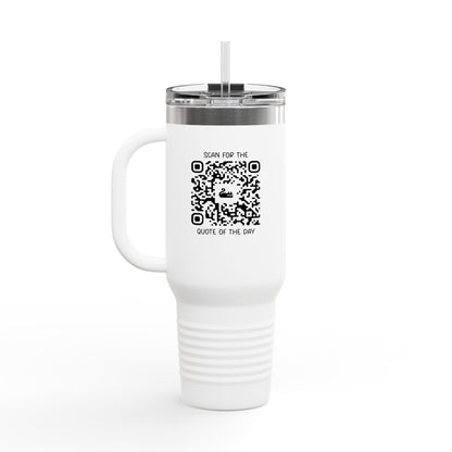 Home & Cozy – Insulated Travel Mug – Scan for the Quote of the Day