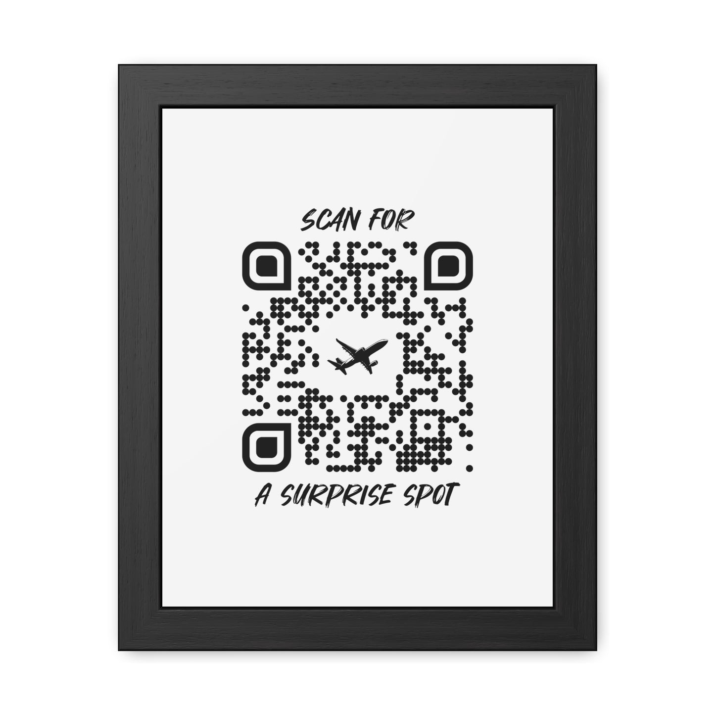 Travel – Framed Poster – White – Scan for a Surprise Spot