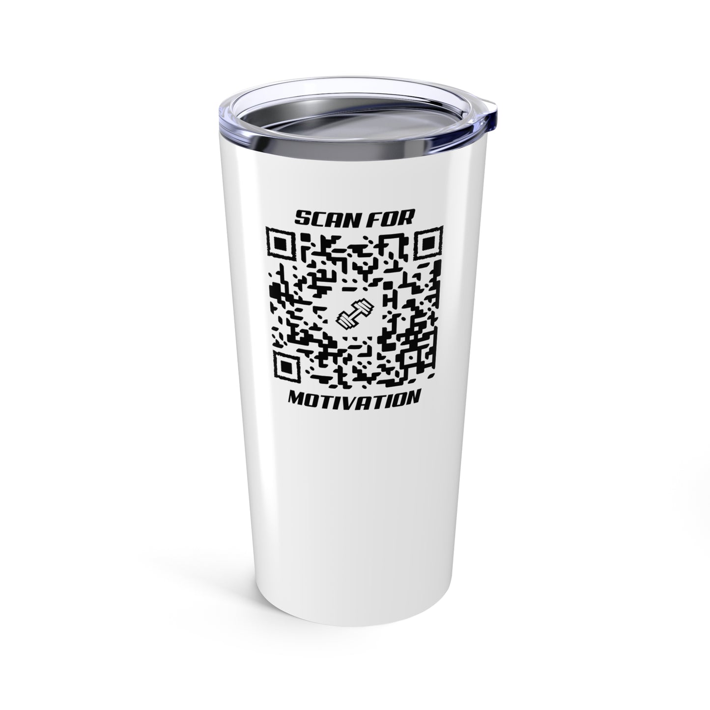 Fitness – Tumbler – White – Scan for Motivation