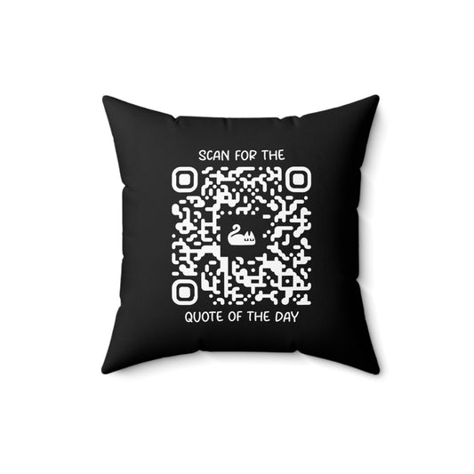 Home & Cozy – Pillow – Black – Scan for the Quote of the Day
