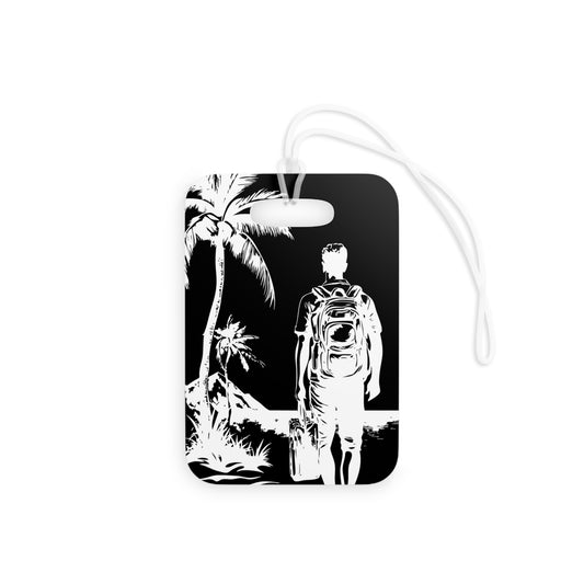 Lost & Found – Luggage Tag – Beach Design - Black – Scan Me If I'm Lost