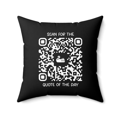 Home & Cozy – Pillow – Black – Scan for the Quote of the Day